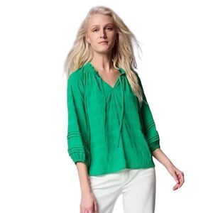 Simply Vera Vera Wang Woman’s Tie Neck Green Blouse, Size XS, NWT